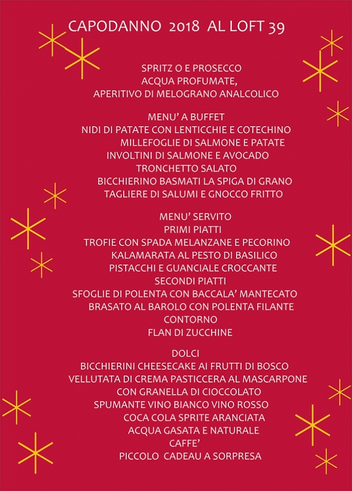 Menu Foto - Capodanno Affitto Sala Loft 39 Catering Pavia